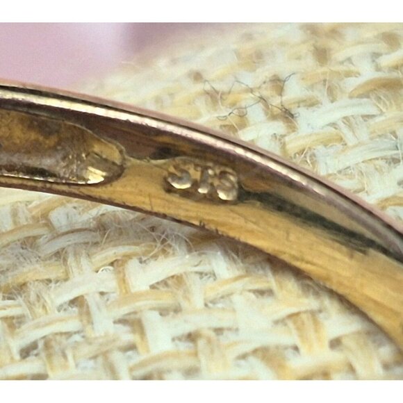 Karis STS Gold Tone Cocktail Ring Pink Center Large Size 11.5 Open Works Purple - Picture 8 of 9